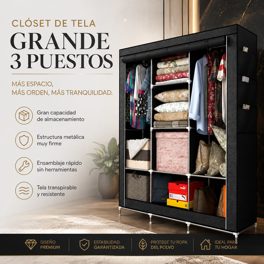 Closet de tela grande 3 puestos
